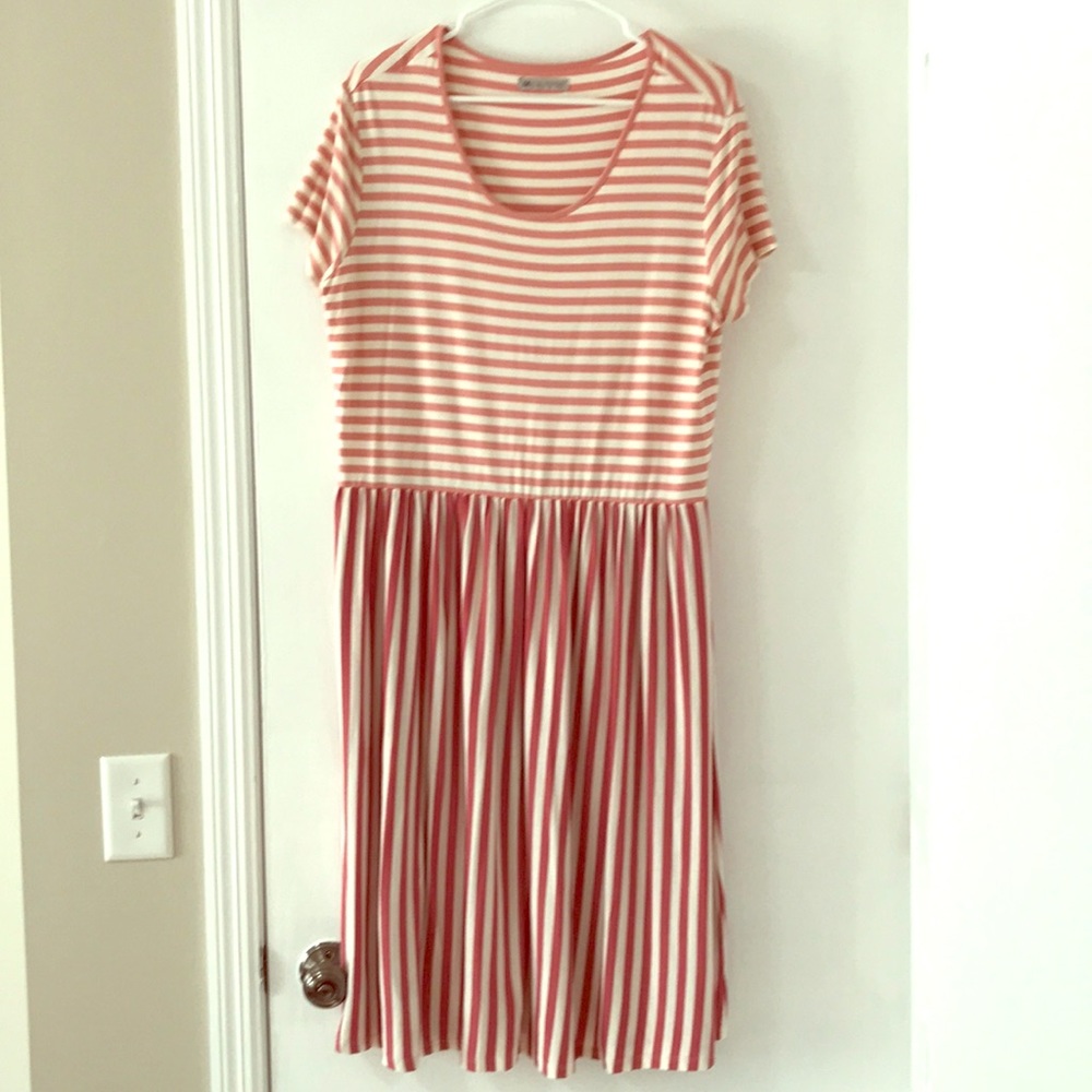 Pink and white stripe dress.